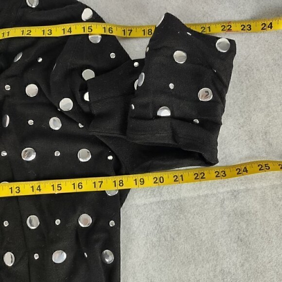 Carmen Marco Valvo Mirrored Button Open Face Black Cardigan Size XL (NWT) - Picture 8 of 13